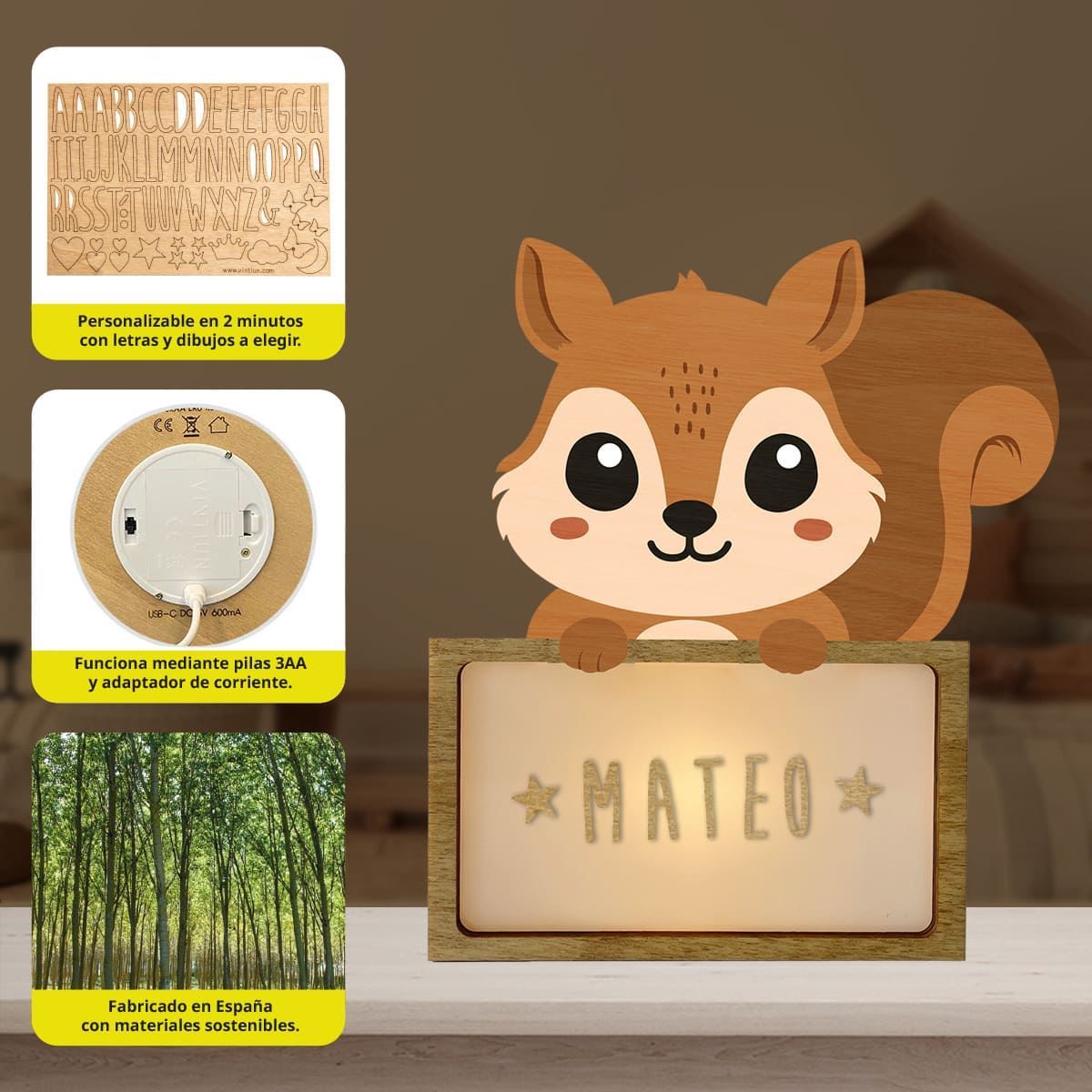 Lámpara Ardilla Personalizable - Imagen 2