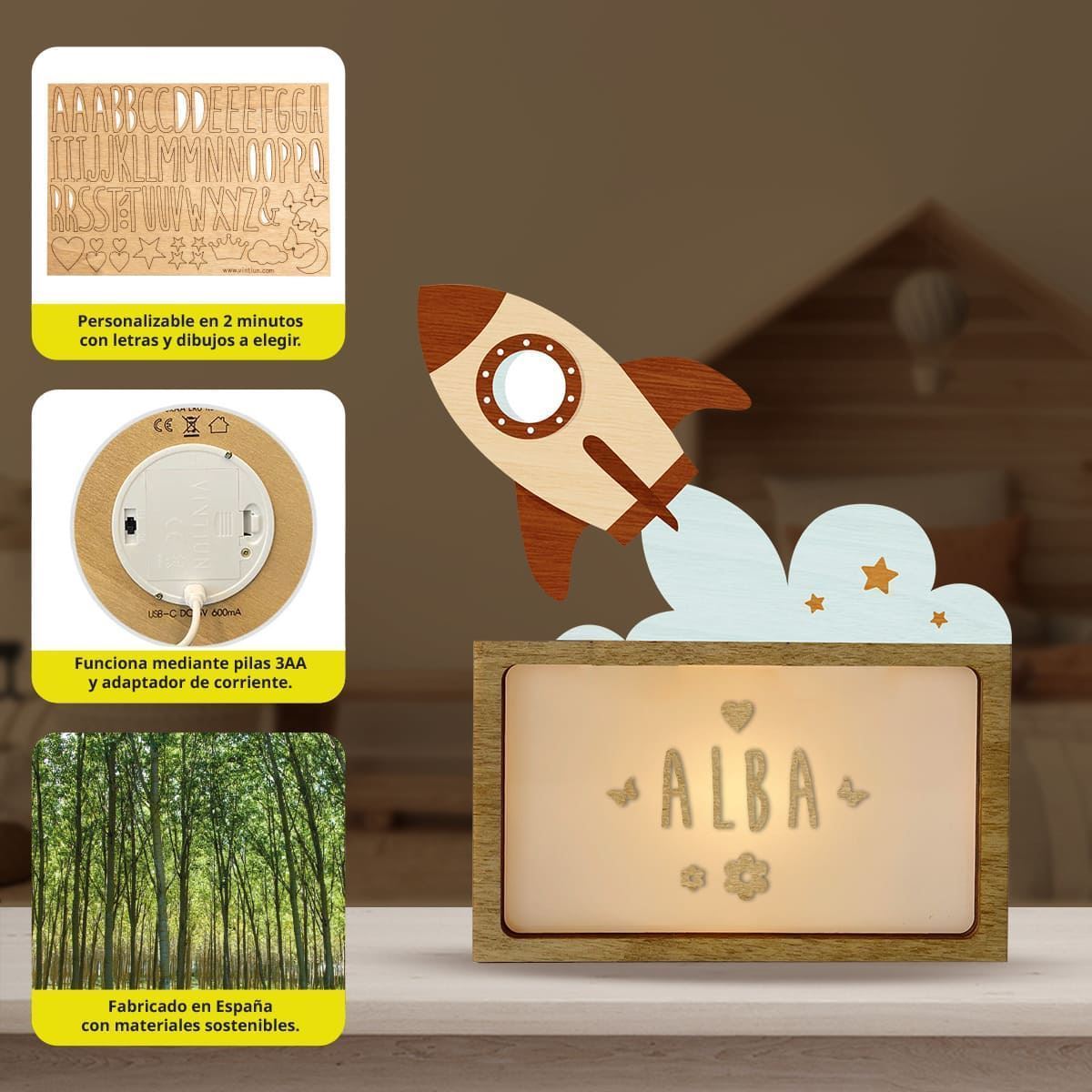 Lámpara Cohete Personalizable - Imagen 2