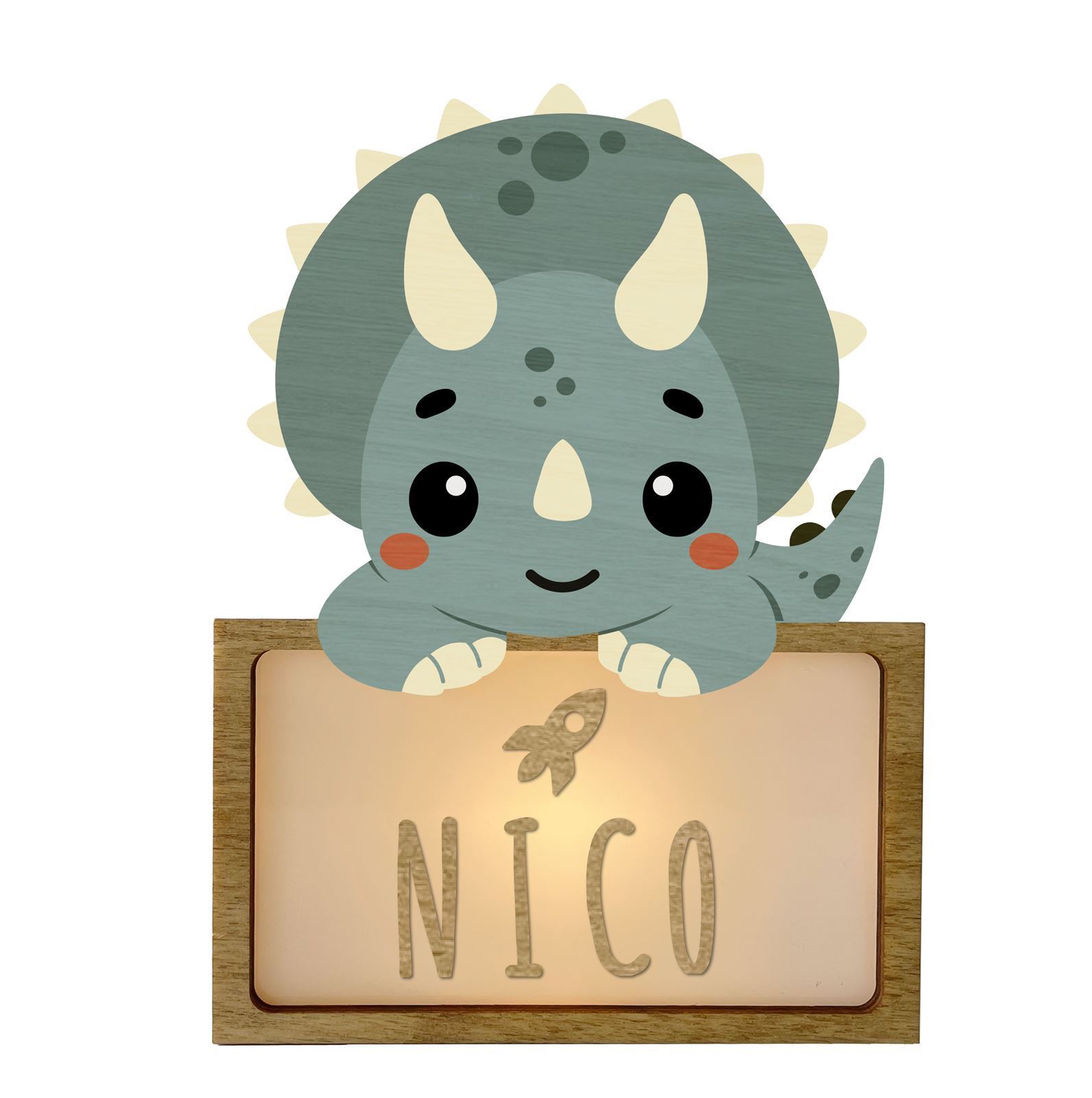 Lámpara Dinosaurio Triceratops Personalizable - Imagen 1