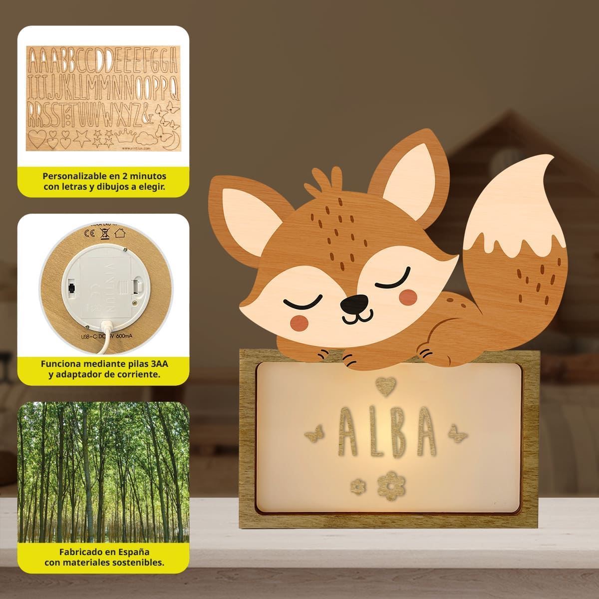 Lámpara Zorro Personalizable - Imagen 2