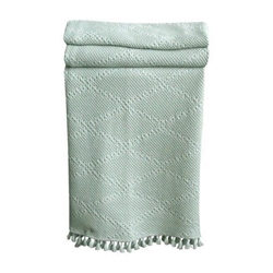 Plaid Navigator c/ pompom verde agua - Imagen 1