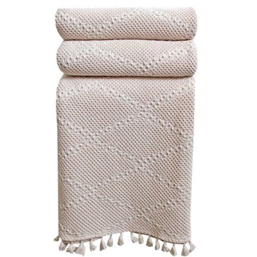 Plaid Navigator c/ pompon beig - Imagen 1