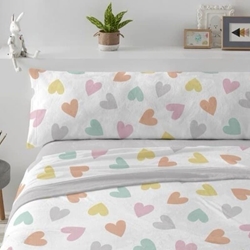 Sábanas de Coralina Burrito Blanco – Diseño Corazones (Cama 90 cm) - Imagen 1
