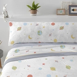 Sábanas de Coralina Burrito Blanco – Diseño Espacial Infantil (Cama 90 cm) - Imagen 1